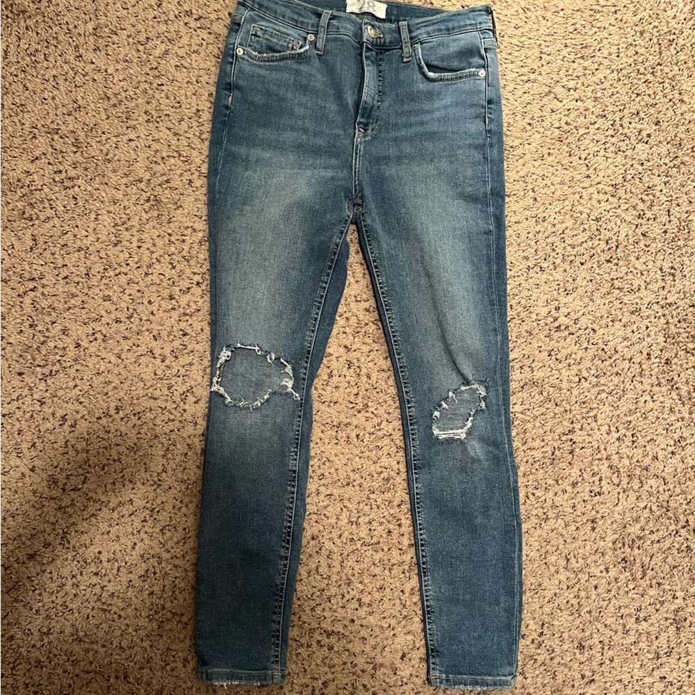 We The Free Classic Blue Ripped Skinny Jeans